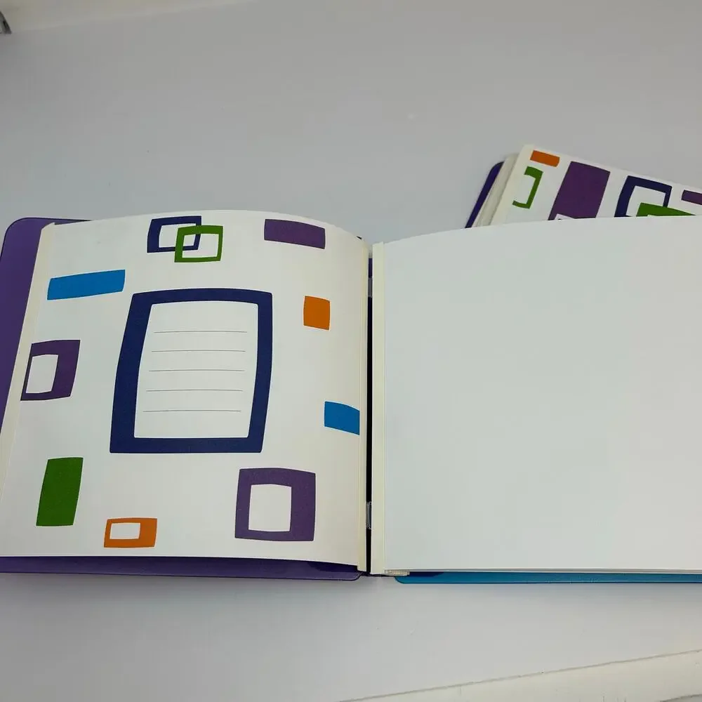 Lot 2 NEW Creative Memories Scrapbook Albums 7x7 Geometric Blue Purple 12 Pages